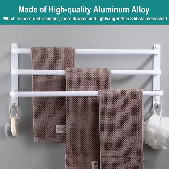 80CM Handtuchhalter Ohne Bohren, Handtuchhalter weiß, Handtuchhalter Bad, Handtuchhalter Wand Badezimmer Zubehör Set, Küche Handtuchstange Ohne Bohren
