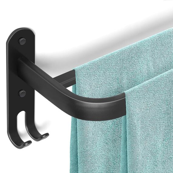 60CM Handtuchhalter Ohne Bohren, Handtuchhalter Schwarz, Handtuchhalter Bad, Handtuchhalter Wand Badezimmer Zubehör Set, Handtuchhalter Küche Handtuchstange Ohne Bohren