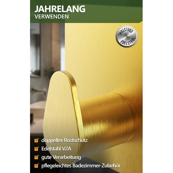 4smile Klebehaken oval - Handtuchhalter ohne Bohren - 6er Set Goldene