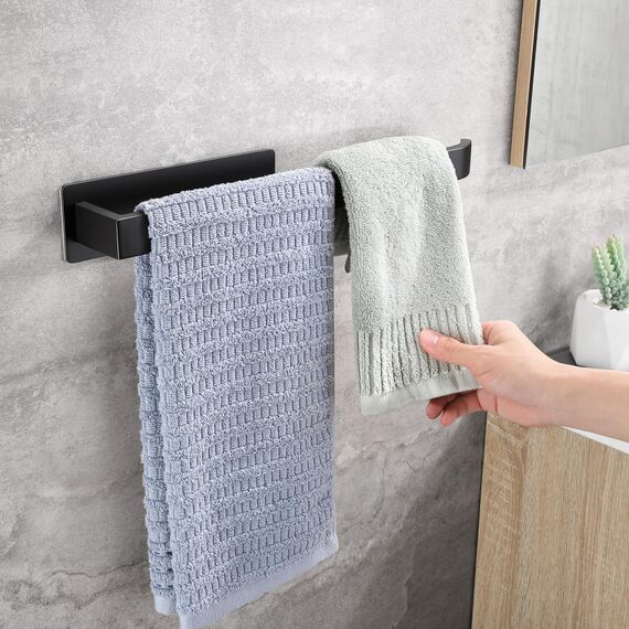 OETAMS Handtuchhalter Ohne Bohren Schwarz Matt 304 Edelstahl Handtuchstange Selbstklebend Handtuchhalter Bad Hantuchhalterung Wand Badetuchhalter Stabile Einarmig Edel, 38CM