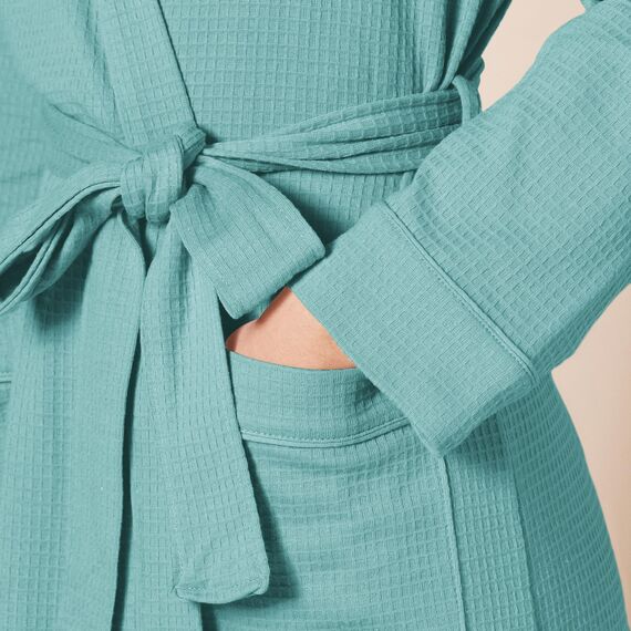 Amazon Essentials Damen Leichter Waffel-Bademantel, Mittellang (Erhältlich In Übergröße), Grünblau, 6XL Große Größen