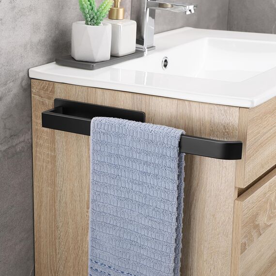 OETAMS Handtuchhalter Ohne Bohren Schwarz Matt 304 Edelstahl Handtuchstange Selbstklebend Handtuchhalter Bad Hantuchhalterung Wand Badetuchhalter Stabile Einarmig Edel, 38CM