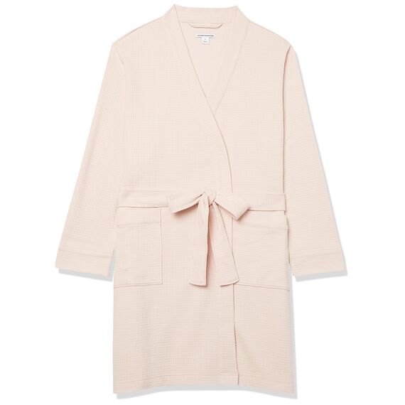 Amazon Essentials Damen Leichter Waffel-Bademantel, Mittellang (Erhältlich In Übergröße), Blassrosa, 7XL Große Größen