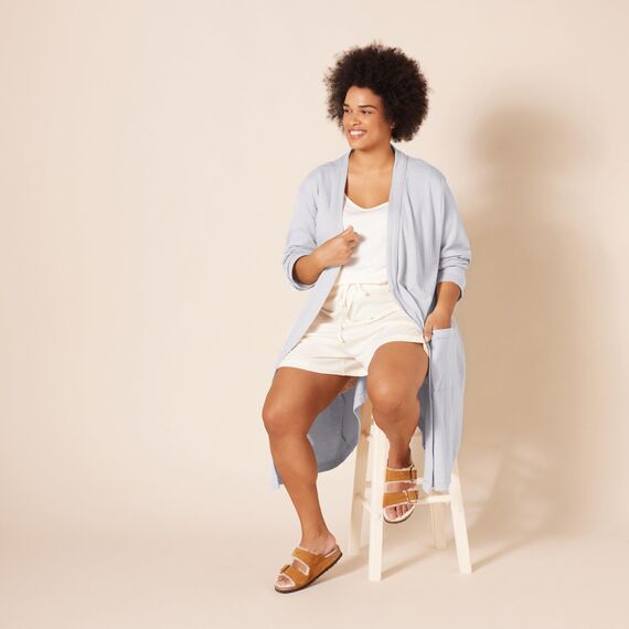 Amazon Essentials Damen Leichter Waffel-Bademantel, Mittellang (Erhältlich In Übergröße), Hellgrau, XS