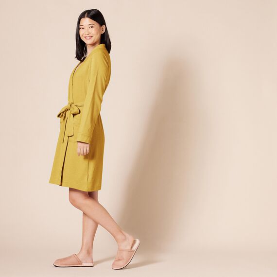 Amazon Essentials Damen Leichter Waffel-Bademantel, Mittellang (Erhältlich In Übergröße), Senfgelb, L