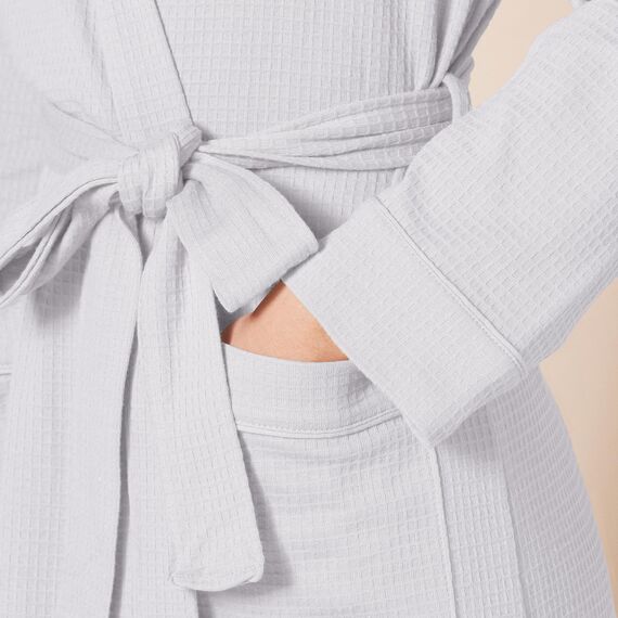 Amazon Essentials Damen Leichter Waffel-Bademantel, Mittellang (Erhältlich In Übergröße), Hellgrau, XL Große Größen