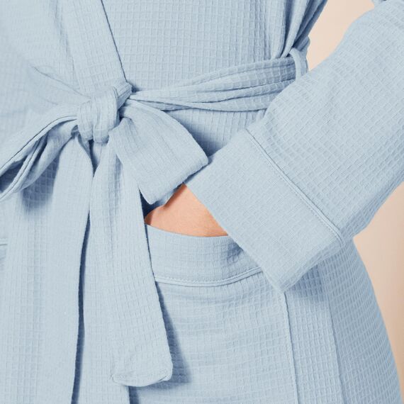 Amazon Essentials Damen Leichter Waffel-Bademantel, Mittellang (Erhältlich In Übergröße), Staubblau, L