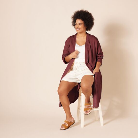 Amazon Essentials Damen Leichter Waffel-Bademantel, Mittellang (Erhältlich In Übergröße), Sattes Burgunderrot, XXL