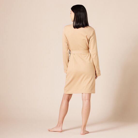 Amazon Essentials Damen Leichter Waffel-Bademantel, Mittellang (Erhältlich In Übergröße), Helles Kamelbraun, 4XL Große Größen