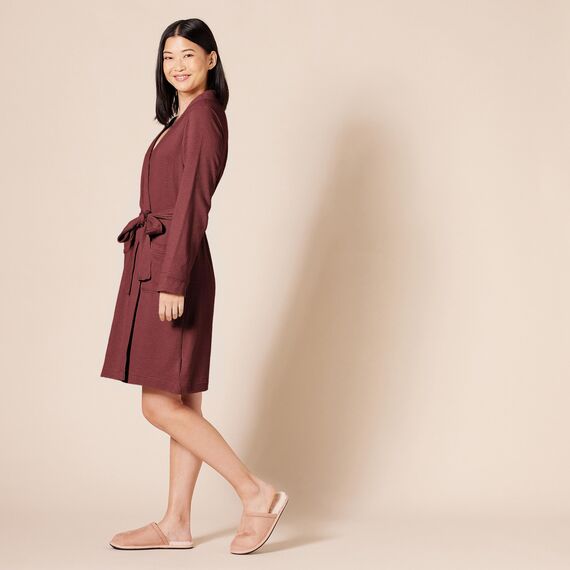 Amazon Essentials Damen Leichter Waffel-Bademantel, Mittellang (Erhältlich In Übergröße), Sattes Burgunderrot, XXL