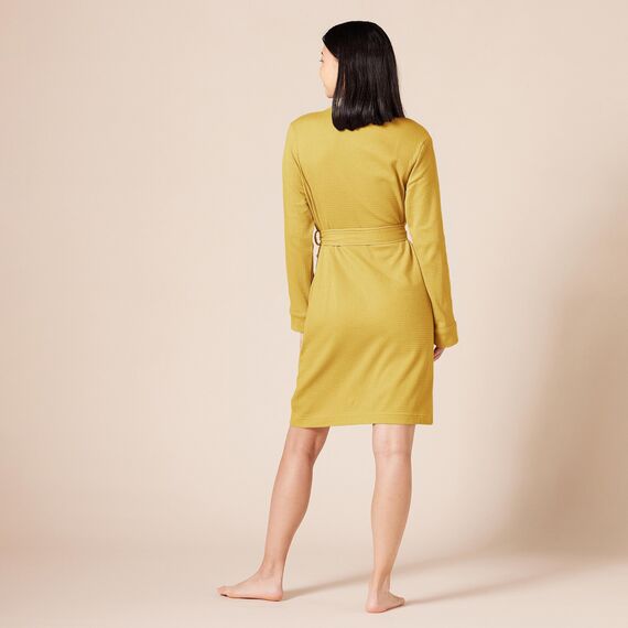 Amazon Essentials Damen Leichter Waffel-Bademantel, Mittellang (Erhältlich In Übergröße), Senfgelb, M