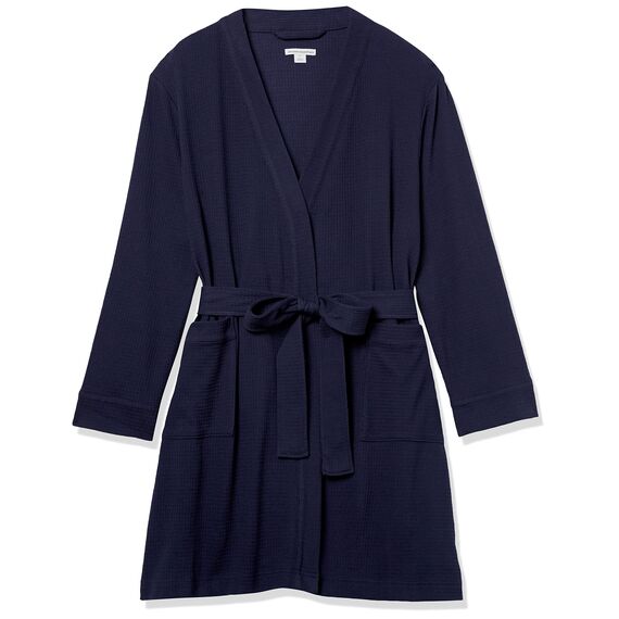 Amazon Essentials Damen Leichter Waffel-Bademantel, Mittellang (Erhältlich In Übergröße), Marineblau, 6XL Große Größen