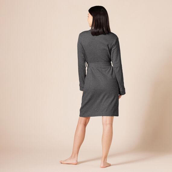 Amazon Essentials Damen Leichter Waffel-Bademantel, Mittellang (Erhältlich In Übergröße), Dunkelgrau Meliert, XL