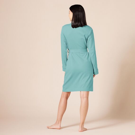 Amazon Essentials Damen Leichter Waffel-Bademantel, Mittellang (Erhältlich In Übergröße), Grünblau, XS