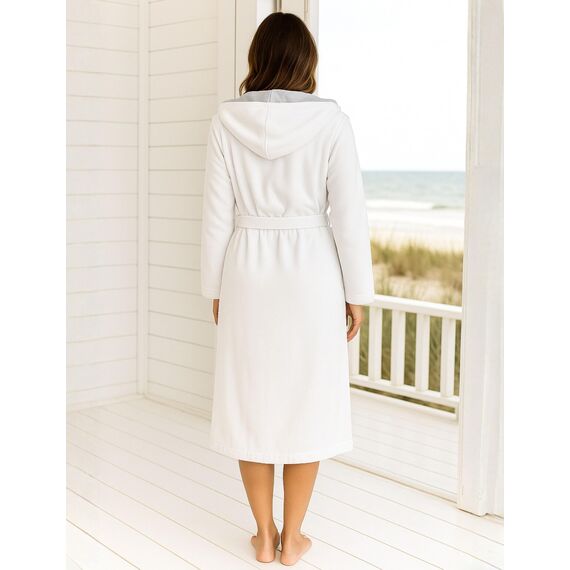 Morgenstern Bademantel Damen mit Kapuze 100% Baumwolle Frottee OEKO-TEX® Morgenmantel Leonie Weiß Größe S