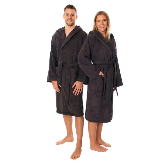 Lavea® Mexico – Bademantel Damen & Herren aus 100% Baumwolle – weicher Frottee Morgenmantel mit Kapuze, Unisex Design, Ideal für Sauna & Zuhause, saugstark & pflegeleicht