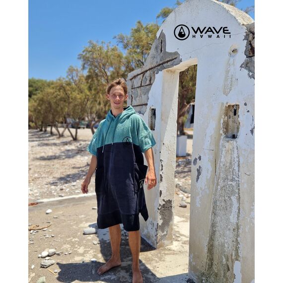 WAVE HAWAII Bade-Poncho Damen & Herren Move, Größe L, 170-200cm, 100% Baumwolle Surf-Poncho für Erwachsene, Frottee- Handtuch mit hoher Wasserabsorption, Umziehhilfe Strand Erwachsene