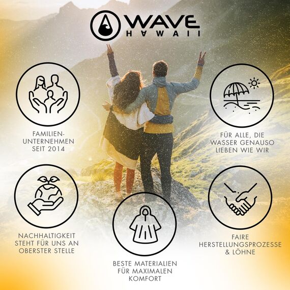 WAVE HAWAII Bade-Poncho Damen & Herren Pampatar, Größe L/XL, 170-200cm, 100% Baumwolle Surf-Poncho Erwachsene, Travel-Handtuch mit hoher Wasserabsorption, Umziehhilfe Strand Erwachsene