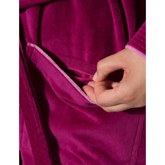 Morgenstern Bademantel Damen mit Kapuze 100% Baumwolle Frottee OEKO-TEX® Morgenmantel Leonie Fuchsia Größe S