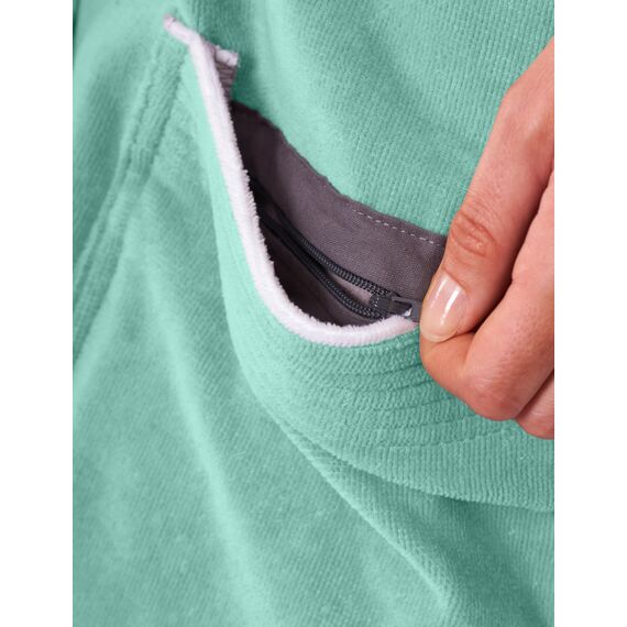 Morgenstern Bademantel Damen 100% Baumwolle mit Kapuze Frottee-Velours OEKO-TEX Leonie Schilf Grün L