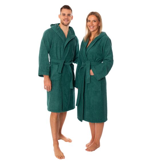 Lavea® Mexico – Bademantel Damen & Herren aus 100% Baumwolle – weicher Frottee Morgenmantel mit Kapuze, Unisex Design, Ideal für Sauna & Zuhause, saugstark & pflegeleicht