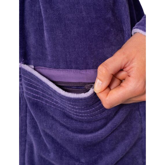 Morgenstern Bademantel Damen mit Kapuze 100% Baumwolle Frottee OEKO-TEX® Morgenmantel Leonie Lila Größe L