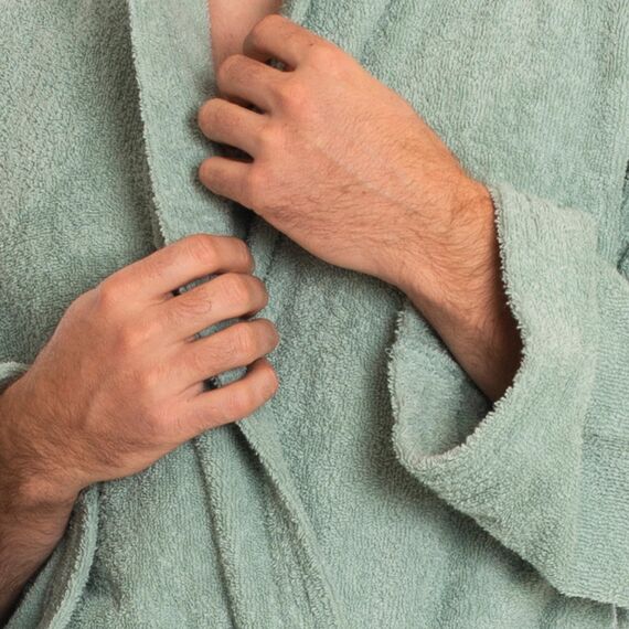 Lavea® Mexico – Bademantel Damen & Herren aus 100% Baumwolle – weicher Frottee Morgenmantel mit Kapuze, Unisex Design, Ideal für Sauna & Zuhause, saugstark & pflegeleicht