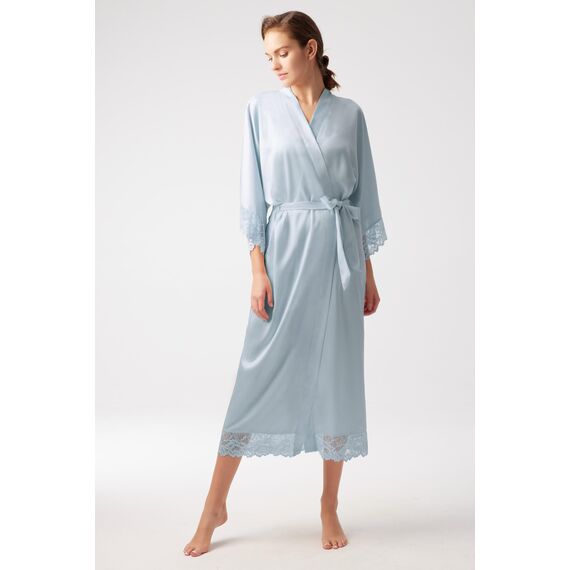 BABEYOND Damen Morgenmantel Lang Kurz Einfarbiger Bademantel Spitzen Ärmel Seide Satin Kimono Kleid Damen Sommer Robe Reine Farbe Schlafmantel