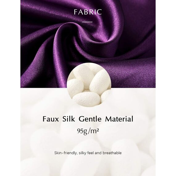 BABEYOND Damen Morgenmantel Lang Kurz Einfarbiger Bademantel Spitzen Ärmel Brautjungfer Kimono Satin Nachtwäsche Damen Sommer Robe Strickjacke Reine Farbe Schlafmantel (Dunkelviolett)