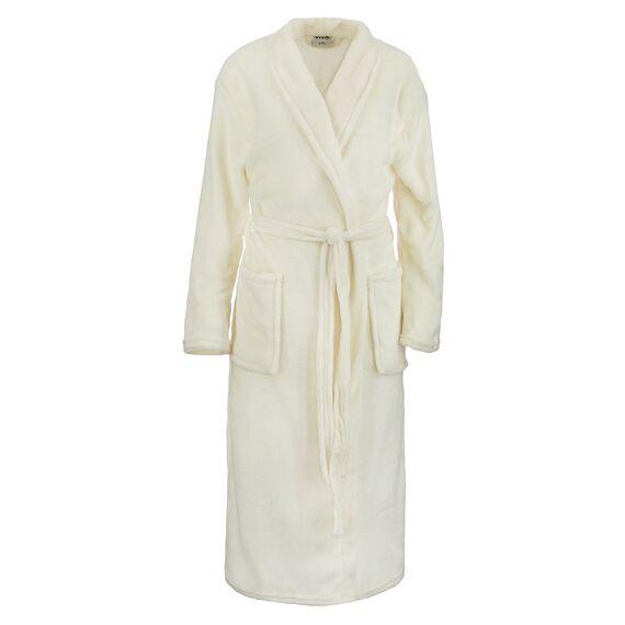 Brandsseller Unisex Bademantel Mikrofaser L/XL – Weicher Morgenmantel mit Schalkragen für Damen & Herren – Hausmantel ideal für Zuhause, Reise & Spa – Creme