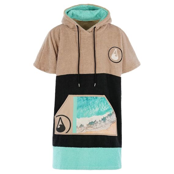 WAVE HAWAII Bade-Poncho Damen & Herren “Ericeira”, Größe M, 160-190cm, 95% Baumwolle Surf-Poncho Erwachsene, Frottee-Handtuch mit hoher Wasserabsorption, Umziehhilfe, Made,n Portugal