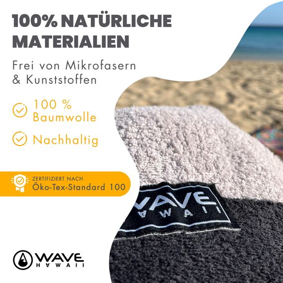 WAVE HAWAII Bade-Poncho Damen & Herren Soul, Größe M, 160-190cm, 100% Baumwolle Surf-Poncho für Erwachsene, Frottee-Handtuch mit hoher Wasserabsorption, Umziehhilfe Strand Erwachsene