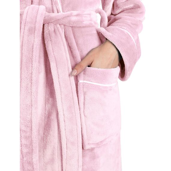 Gräfenstayn Bademantel Damen flauschig mit Kapuze - Kuschelfleece - Öko-Tex Standard 100 - Morgenmantel leicht & kurz - Größe (XL, Rosa)