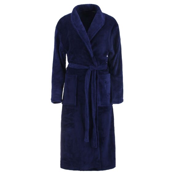 Brandsseller Unisex Bademantel Mikrofaser L/XL – Weicher Morgenmantel mit Schalkragen für Damen & Herren – Hausmantel ideal für Zuhause, Reise & Spa – Marine