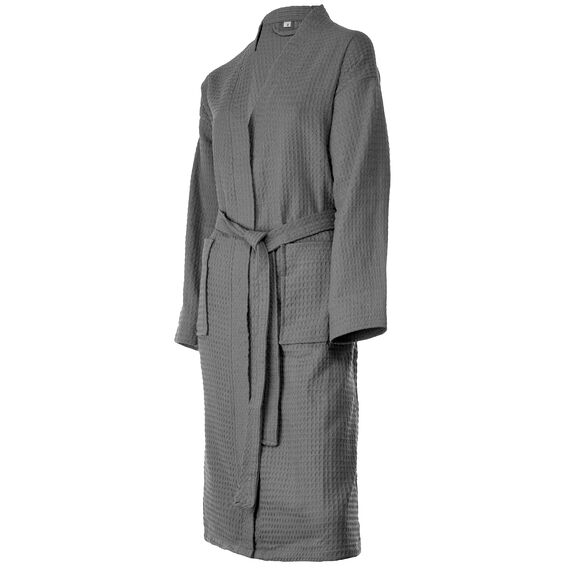 Brandsseller Unisex Bademantel aus Baumwolle L – Leichter Morgenmantel aus Waffel-Piqué für Damen & Herren – Saunamantel / Hausmantel für Wellness & Zuhause - Anthrazit