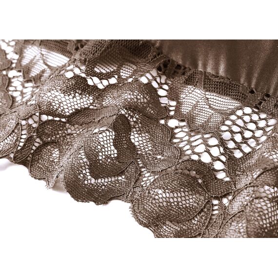 BABEYOND Satin-Kimono-Bademantel, seidig, lang, für Brautjungfer, Hochzeit, leichter Bademantel mit Spitzenbesatz, Kaffee, Einheitsgröße