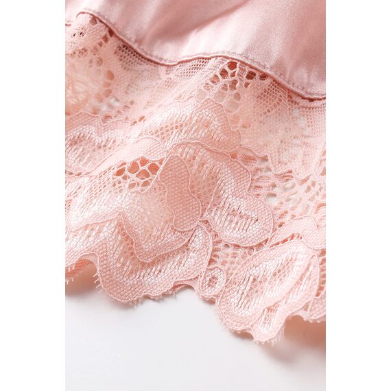 BABEYOND Damen Morgenmantel Lang Kurz Einfarbiger Bademantel Spitzen Ärmel Brautjungfer Kimono Satin Nachtwäsche Damen Sommer Robe Strickjacke Reine Farbe Schlafmantel (Pink)