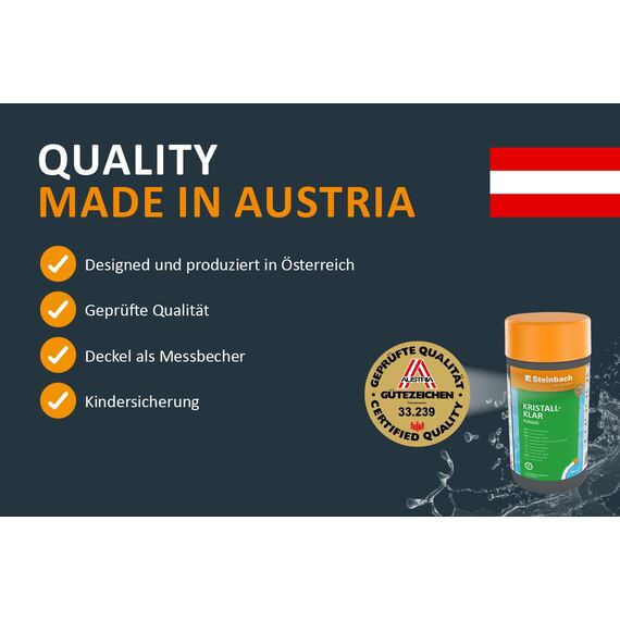 Steinbach Poolpflege Kristallklar Algezid - 07537S01TV00-1 l - Gegen Algen & Trübstoffe - Schaumfrei - Erstdosierung und Dauerdosierung - Für dauerhaft klares Poolwasser