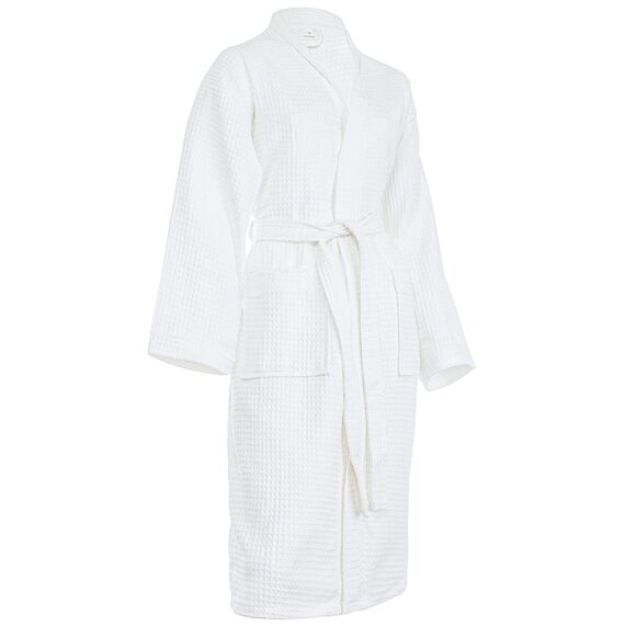 Brandsseller Unisex Bademantel aus Baumwolle M – Leichter Morgenmantel aus Waffel-Piqué für Damen & Herren – Saunamantel/Hausmantel für Wellness & Zuhause - Weiß