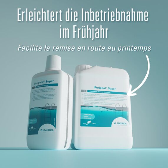 BAYROL 1143172 Puripool Super 1 L - Pool Überwinterungsmittel - verhindert Algenwachstum und Kalkablagerungen - Pool Wintermittel pH-neutral & chlorstabil - Überwinterungskonzentrat für Freibecken