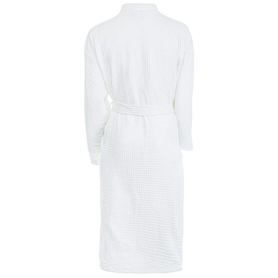 Brandsseller Unisex Bademantel aus Baumwolle L – Leichter Morgenmantel aus Waffel-Piqué für Damen & Herren – Saunamantel / Hausmantel für Wellness & Zuhause - Weiß