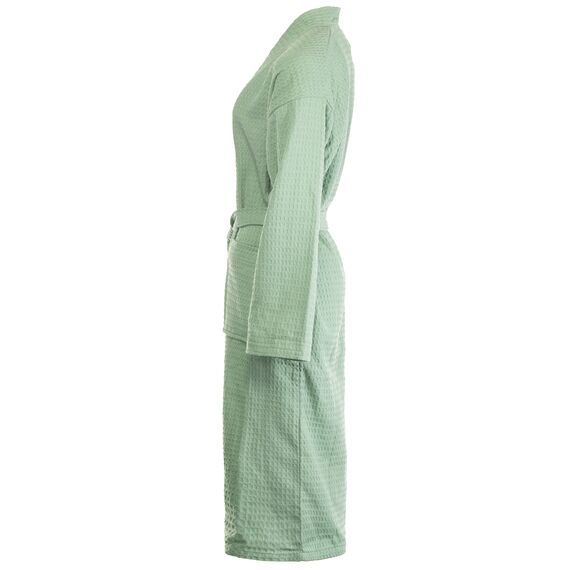 Brandsseller Unisex Bademantel aus Baumwolle XXL – Leichter Morgenmantel aus Waffel-Piqué für Damen & Herren – Saunamantel / Hausmantel für Wellness & Zuhause - Grün