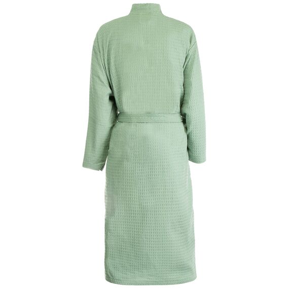 Brandsseller Unisex Bademantel aus Baumwolle 3XL – Leichter Morgenmantel aus Waffel-Piqué für Damen & Herren – Saunamantel / Hausmantel für Wellness & Zuhause - Grün