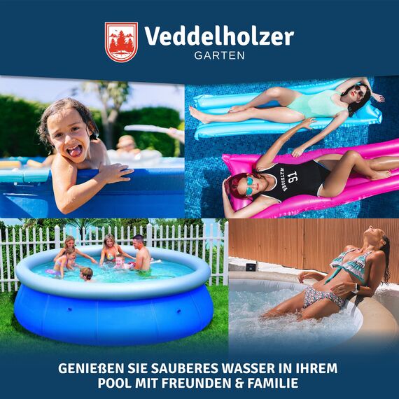 Veddelholzer 180 Mini Chlortabletten. Schnelllösliche Chlortabs für Pool, Aufstellpool, Planschbecken, Gartenpool, Kinderpools & Whirlpool Wasserpflege. Pool Zubehör Poolreinigung & Desinfektion