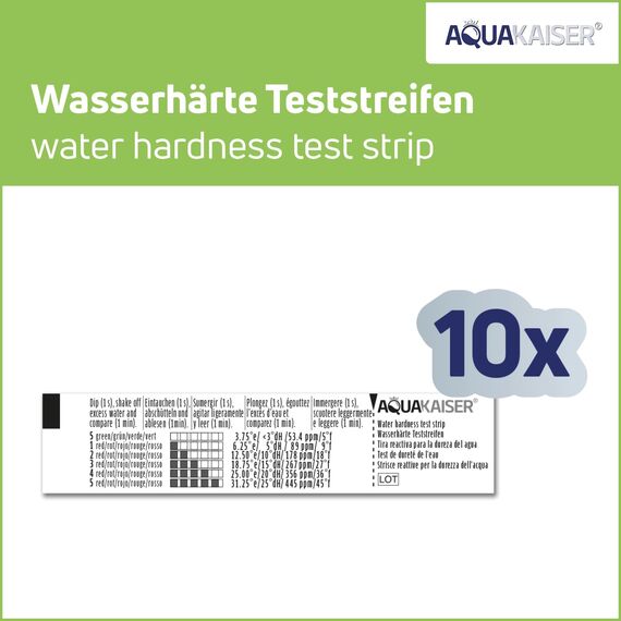 Wasserhärte Teststreifen in °dH – 10 Stück – einzeln versiegelt – Made in Germany – Wasserhärte messen für Trinkwasser, Kaffeemaschine, Pool, Aquarium