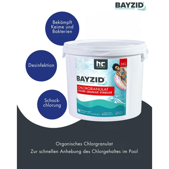 Höfer Chemie Chlorgranulat für Pool 8 x 5kg - 56% Aktivchlorgehalt zur Schnellen Anhebung des Chlorgehaltes - Bekämpft Keime & Bakterien - Leicht Löslich Schwimmbad