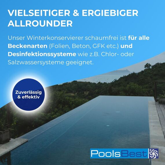PoolsBest Pool Überwinterungskonzentrat 3L I hochkonzentriertes Wintermittel für Pools I schaumfreies Überwinterungsmittel I ideal zum Winterfest-Machen von Poolwasser I Pool Überwinterung