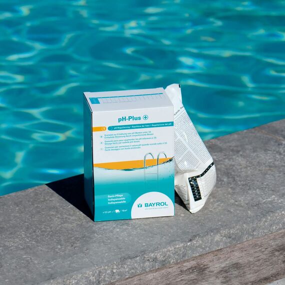 BAYROL pH-Plus Granulat 1,5 kg zur -Wert-Korrektur - sehr einfache Dosierung - 3 x 500 g Dosierbeutel - leichtlöslich - pH-Regulierung, Weiß