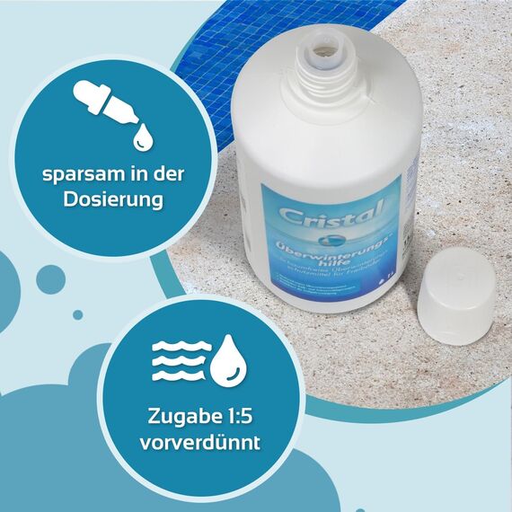 CRISTAL Pool Wintermittel 3 Liter – Hochwirksames Überwinterungsmittel für 60 m³ – Einfache Winterpflege ohne Ablassen Algen- und Kalkschutz