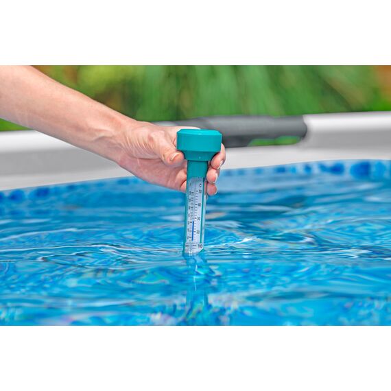 Bestway Flowclear | Dosierschwimmer Thermo-Set | 16,5 cm Ø | schwimmendes Poolthermometer | Einfache Überwachung der Wasserthemeratur | Poolwasser sauber und kristallklar